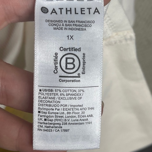 NWT Athleta Off White RetroTerry V Neck Cotton Blend Sweatshirt Size 1X - Picture 8 of 9